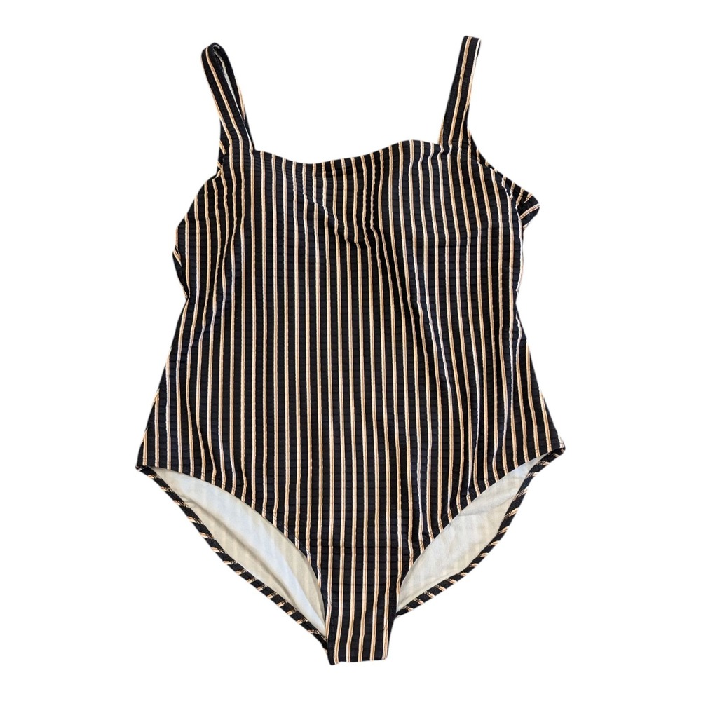 S-11 Women's Striped Ribbed Full Coverage Swimsuit - Shade & Shore Multi XL